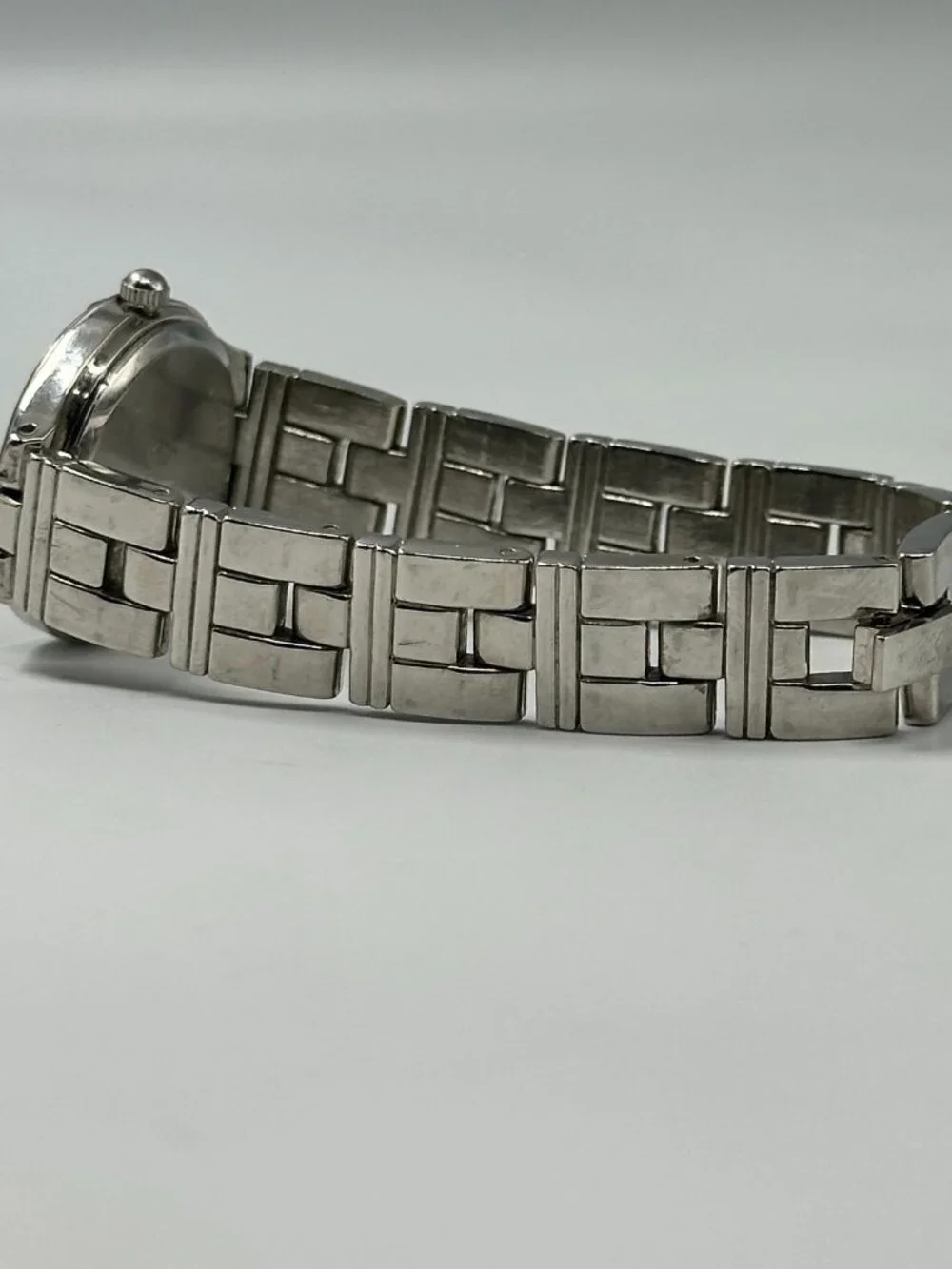 3/$30 Anne Klein Watch Women Silver Tone White Dial 26MM New Battery 6.75
